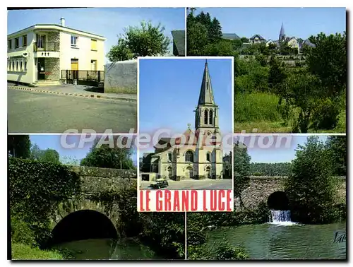 Cartes postales moderne Le Grand Luce Sarthe La Poste Panorama l'Eglise les ponts sur la Veuve