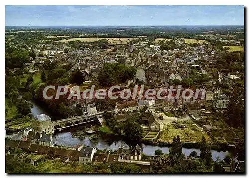 Moderne Karte Fresnay sur Sarthe Les Ramparts le Moulin le pont de Sille et la Sarthe