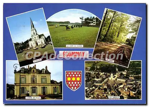 Cartes postales moderne Ecommoy Sarthe champ de courses �glise hotel de ville vue g�n�rale