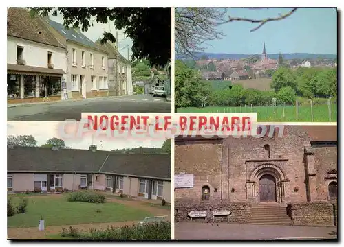 Moderne Karte Nogent le Bernard Rue de la Mairie vue panoramique maison de Retraite porte de l'Eglise
