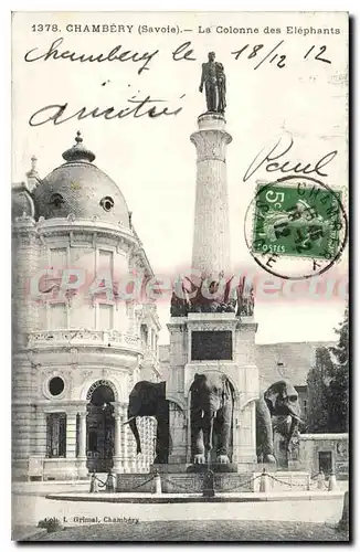 Ansichtskarte AK Chambery Savoie la Colonne des Elephants