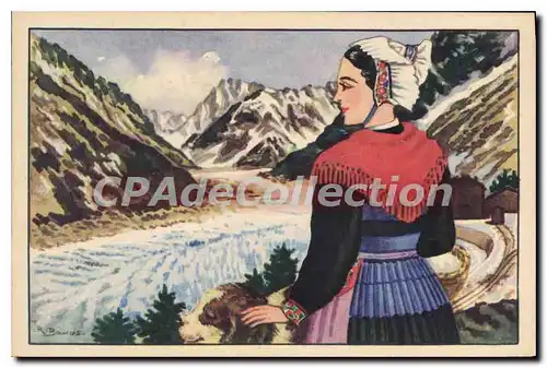 Cartes postales moderne En Savoie costume Savoyard et Mer de Glace