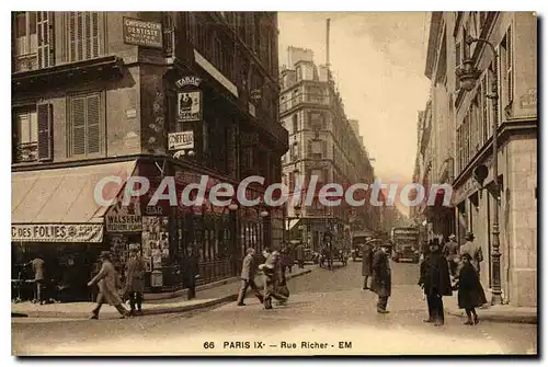 Cartes postales Paris IX rue Richer