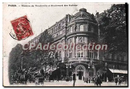 Cartes postales Paris Theatre de Vaudeville et Boulevard des Italiens