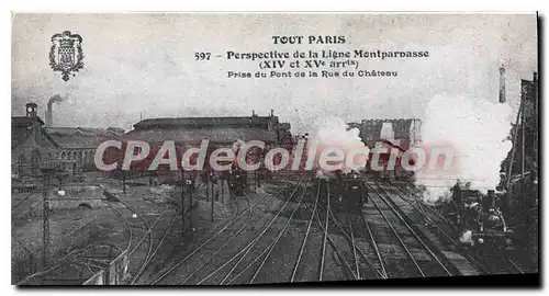 Moderne Karte REPRODUCTION Tout Paris Perspective de la Ligne Montparnasse d�p�t de Vaugirard