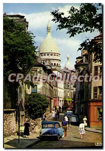 Cartes postales moderne Paris Rue Norvins et Basilique du Sacre Coeur de Montmartre