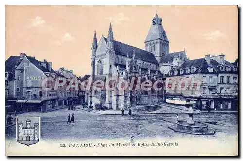 Cartes postales Falaise Place du Marche et Eglise St Gervais