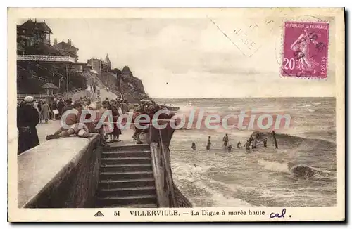 Cartes postales Villerville La Digue a maree haute