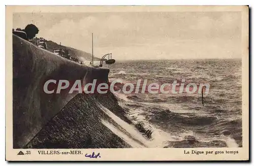 Cartes postales Villers sur Mer La Digue par gros Temps