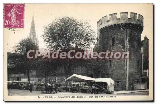 Cartes postales Caen Boulevard des Allies et tour des Gens d'Armes