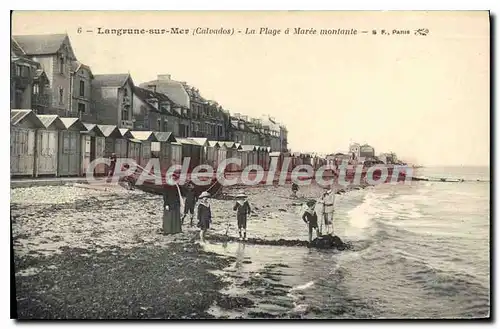 Cartes postales Langrune sur mer Calvados la plage a Maree montante