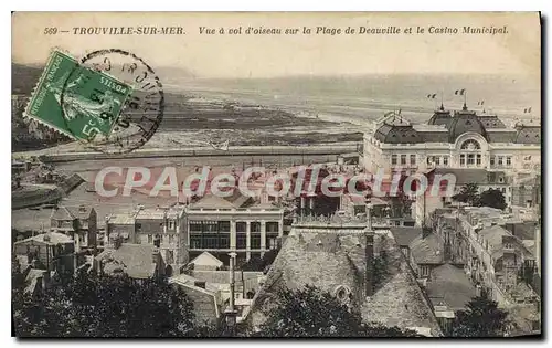 Ansichtskarte AK Trouville sur mer vue a vol d'oiseau sur la plage de Deauville et le casino Municiapl