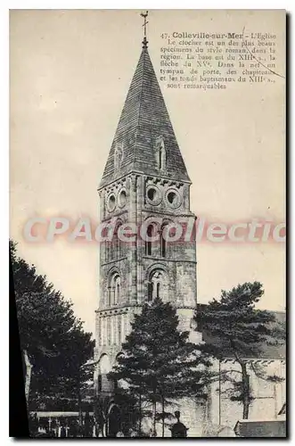 Cartes postales Colleville sur mer l'eglise le clocher est un des plus beaux specimens du style roman