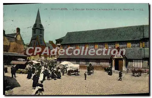 Cartes postales Honfleur l'eglise Saint catherine et le Marche
