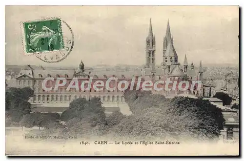 Cartes postales Caen le Lycee et l'eglise Saint Etienne