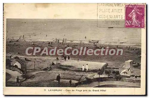 Cartes postales Langrune coin de plage pris du grand hotel