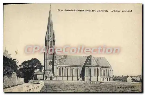 Cartes postales Saint Aubin sur mer Calvados l'eglise cote Sud