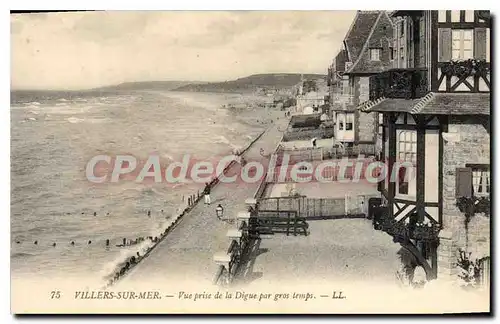 Ansichtskarte AK Villers sur Mer vue prise de la Digue par gros temp