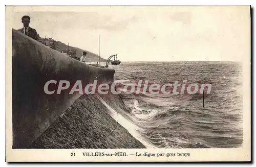 Cartes postales Villers sur Mer la digue par gros temps