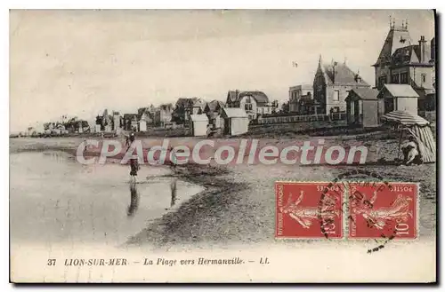 Cartes postales Lion sur Mer la plage vers Hermanville