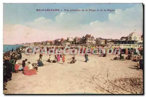 Cartes postales Malo les Bains Vue generale de la Plage et de la Digue