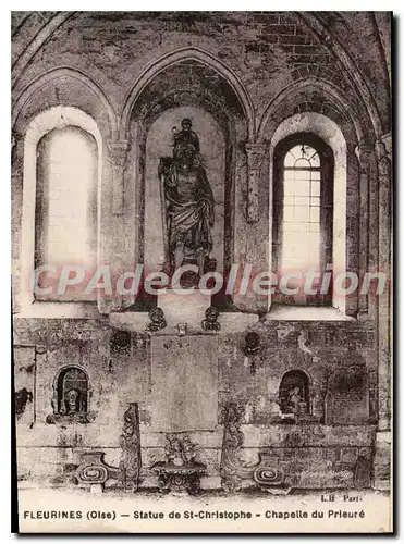 Cartes postales Fleurines Oise statue de St Christophe Chapelle du Prieure