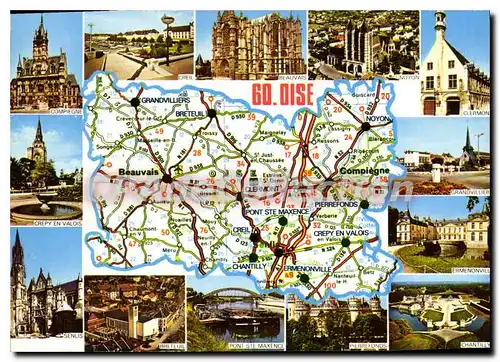 Cartes postales moderne Oise Compiegne Creil Beauvais Noyon Clermont Grandvillier Ermenonville Chantilly Pierrefonds Po