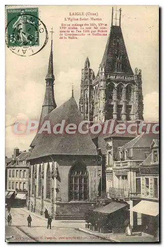 Cartes postales L'aigle Orne l'Eglise Saint Martin est un melange des XII XV et XVI siecle la tour fut commencee