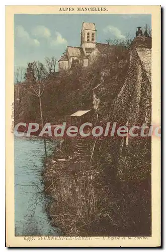 Cartes postales Aples Mancelles St Ceneri le Gerei l'eglise et la Sarthe