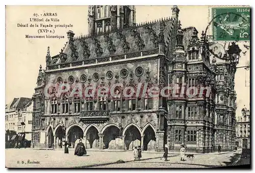 Cartes postales Arras l'Hotel de Ville Detail de la Facade principale Monument historique