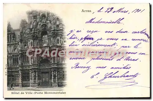 Cartes postales Arras Hotel de Ville Porte Momumentale