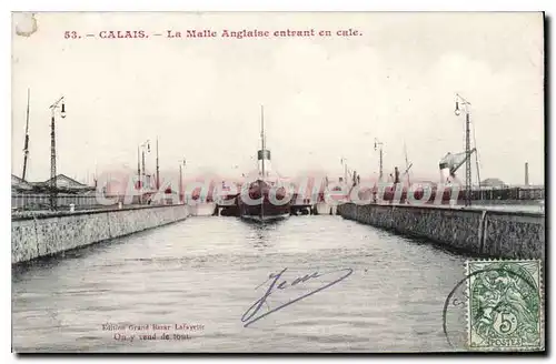 Cartes postales Calais La Malle Anglaise entrant en cale