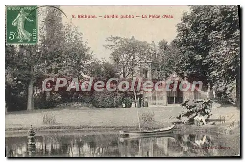 Cartes postales Bethune Jardin public La Piece d'eau