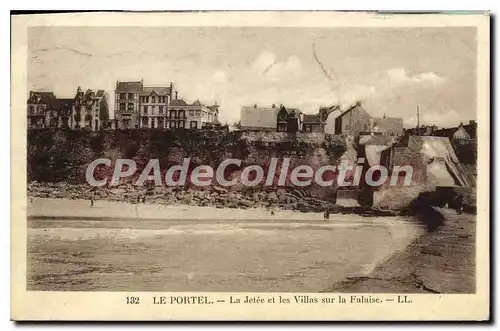 Cartes postales Le Portel La Jetee et les Villas sur la Falaise