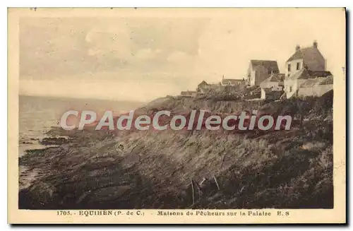 Cartes postales Equihen maisons de Pecheurs sur la falaise