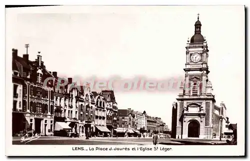 Ansichtskarte AK Lens la Place j Jaures et l'eglise St Leger