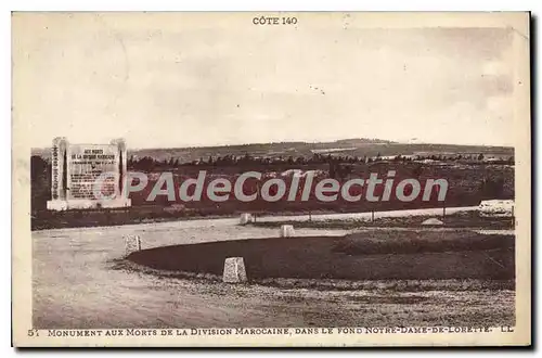 Cartes postales Monument aux Morts de la Division Marocaine dans le Fond Notre Dame de Lorette