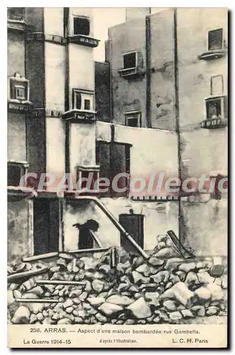 Cartes postales la Guerre 1914 15 Arras aspect d'une maison bombardee rue Gambetta