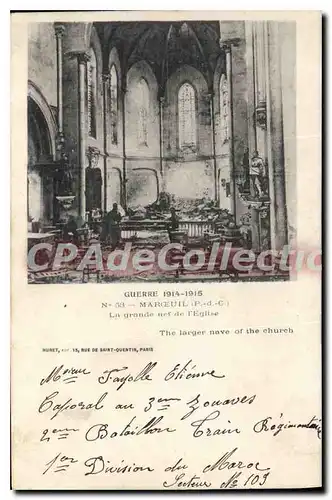 Ansichtskarte AK Guerre 1914 1915 Maroeuil la Grande Nef de l'eglise