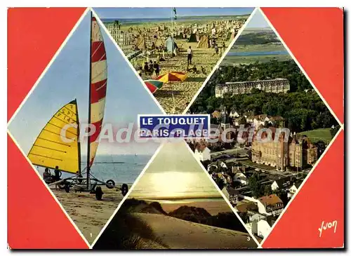 Cartes postales moderne La Cote d'Opale le Touquet Paris Plage Pas de Calais Char a voile La plage Coucher de Soleil da