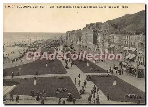 Cartes postales Boulogne sur Mer les Promenades de la digue Sainte Beuve face � la plage