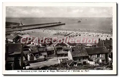 Cartes postales Boulogne S Mer vue sur la plage Britannia et l'entree du port