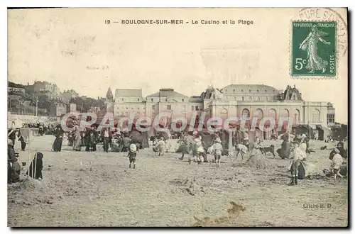 Cartes postales Boulogne sur Mer le Casino et la plage