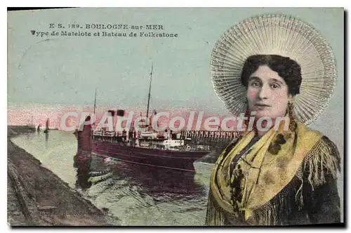 Ansichtskarte AK Boulogne sur Mer Type de matelote et Bateau de Folkestone