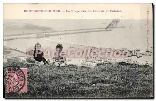 Cartes postales Boulogne sur Mer la plage vue du haut de la falaise