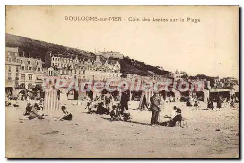 Cartes postales Boulogne sur Mer coin des tentes sur la plage