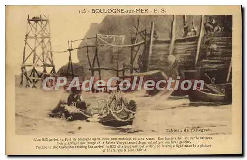 Cartes postales Boulogne sur Mer Tableau de Tattegrain l'an 633 arriva au port de Boulogne un vaisseau sans mate