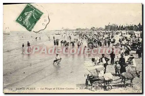 Ansichtskarte AK Berck Plage la plage et l'Eden casino