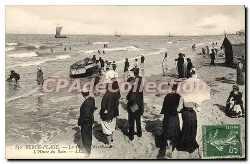 Cartes postales Berck Plage la plage � Maree haute l'Heure du Bain