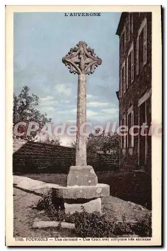 Ansichtskarte AK L'Auvergne Fournols Une Croix avec sculpture tres ancienne